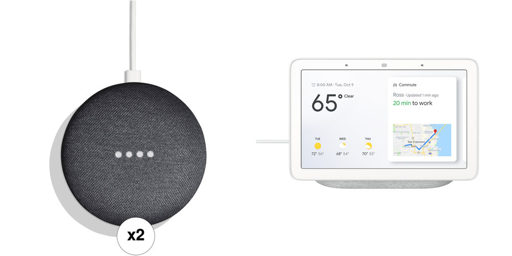 google home hub with 2 minis