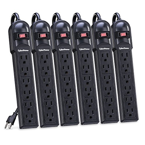 6 Pack Of CyberPower Surge Protectors With 6 Outlets And 4' Power Cord