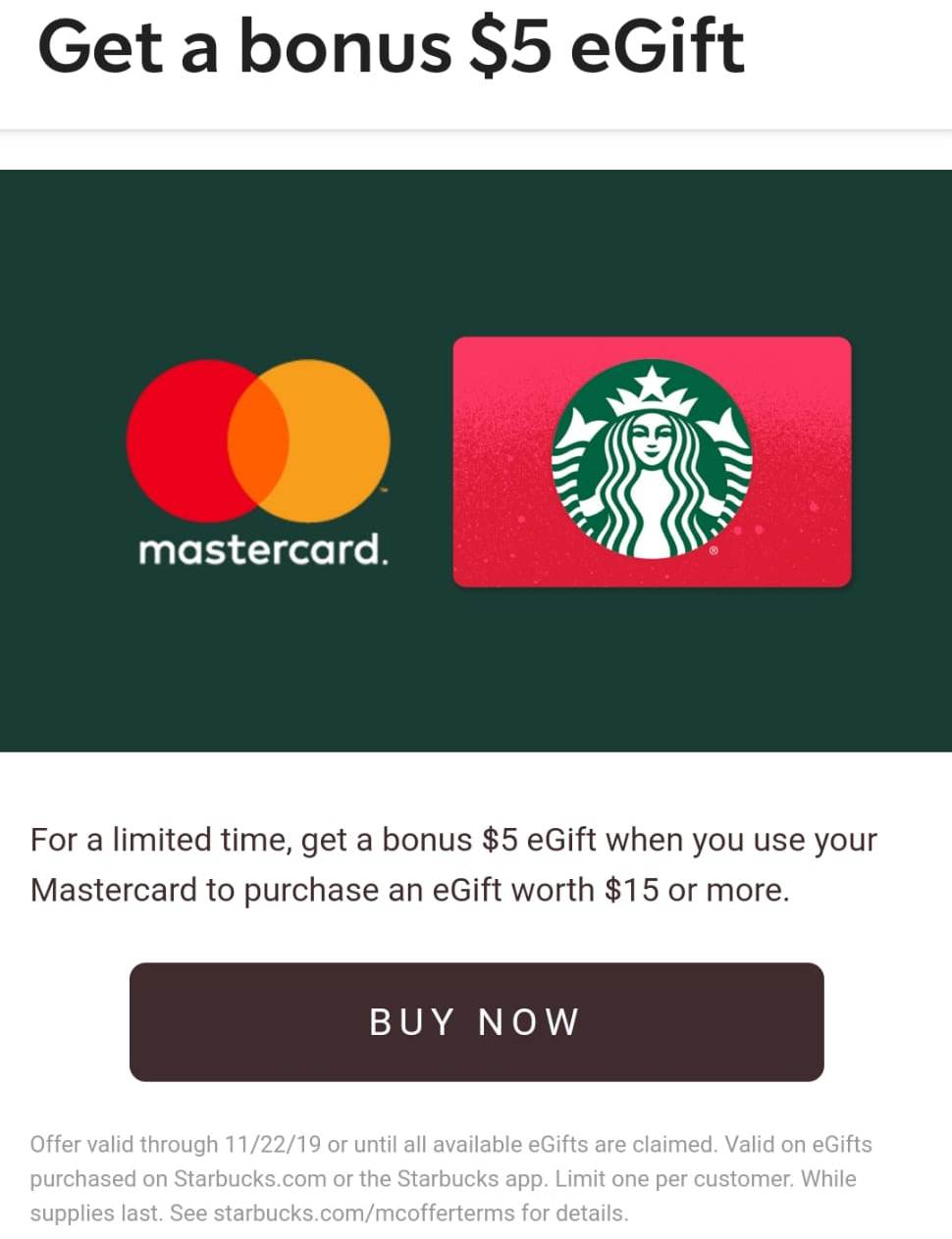 $15 Starbucks Gift Card