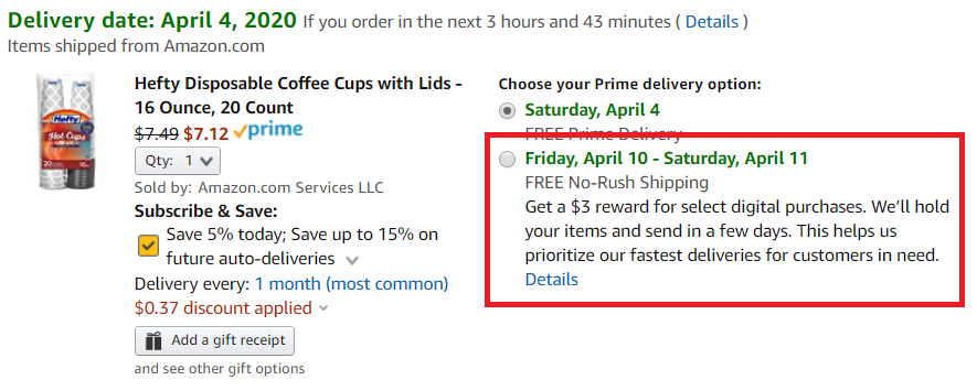 How to Use  'No-Rush' Shipping Option to Get Future Discounts