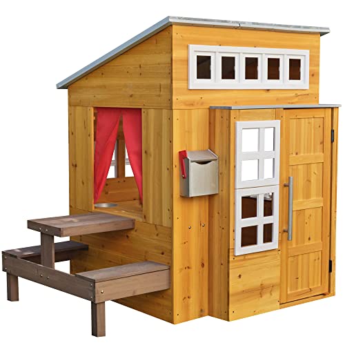 KidKraft Modern Outdoor Wooden Playhouse With Picnic Table For 252.67