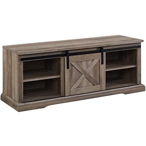 Walker Edison Abbey Modern Farmhouse Sliding Barn Door Entry Bench For