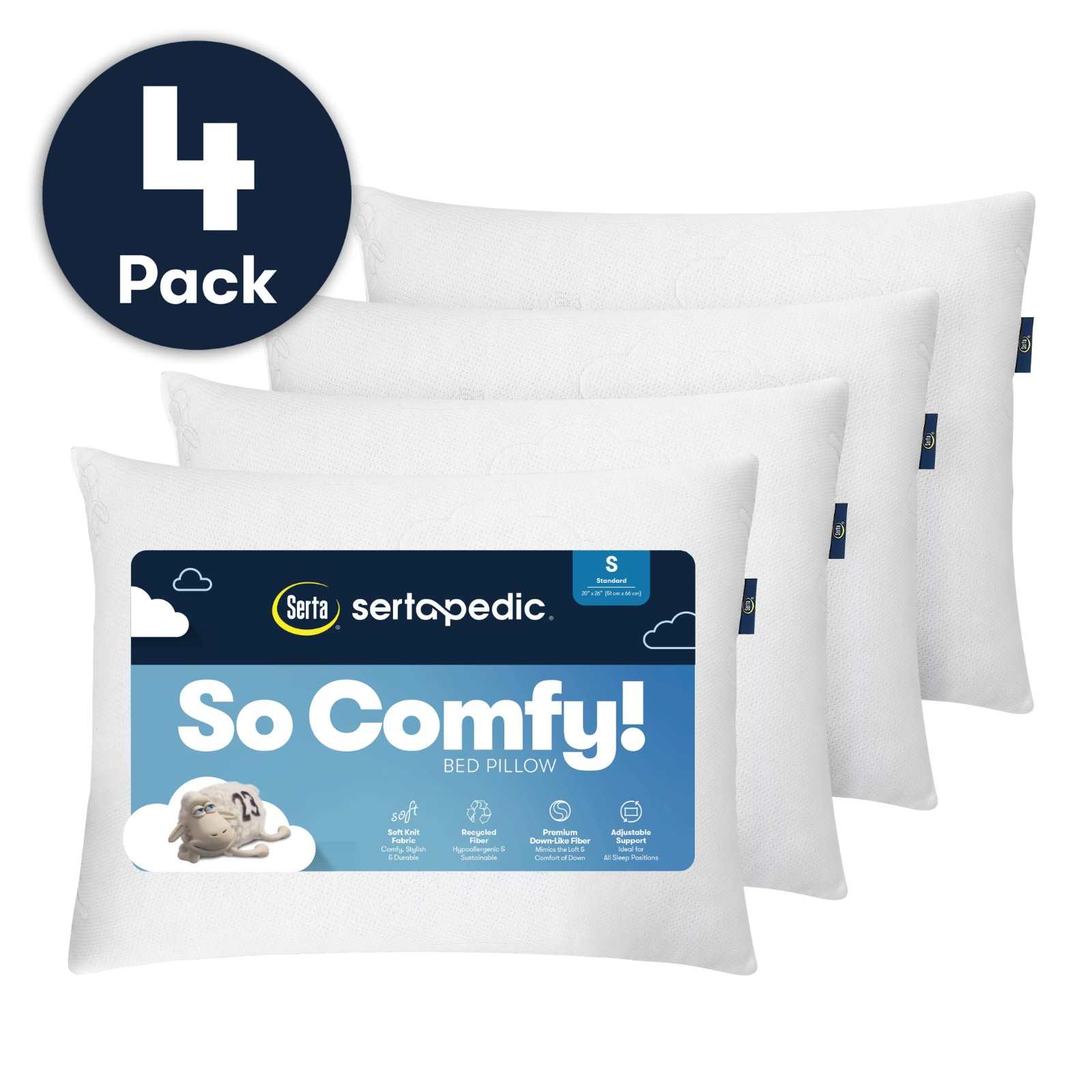 Set Of 4 Serta So Comfy Bed Pillows For Just 20 From Walmart