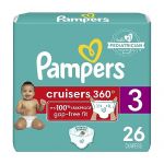 Pampers Cruisers 360 Diapers - Size 3, 26 Count, Pull-On Disposable Baby Diapers, Gap-Free Fit