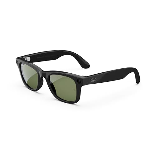 Meta Ray-Ban Smart Glasses, Wayfarer, Shiny Black / G15 Green, Large