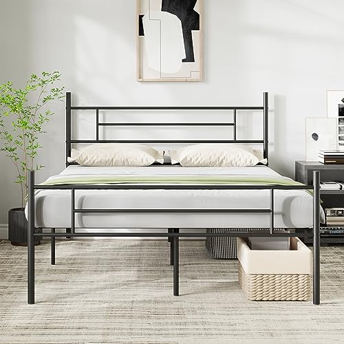 Novilla Metal Queen Bed Frame with Headboard and Footboard, 14 Inch Platform Bed Frame with Storage No Box Spring Needed, Strong Metal Slats Support