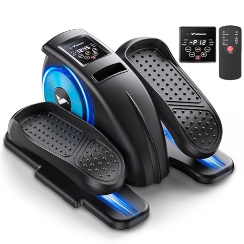 MERACH Under Desk Elliptical Machine, Ellipse Leg Exerciser for Seniors Adults Fully Assembled, Portable & Quiet Electric Seated Pedal Exerciser with 12 Adjustable Speed & Remote Control & 12 AutoMode