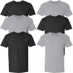 Fruit of the Loom mens Eversoft Cotton Stay Tucked Crew T-shirt Underwear, Regular - 6 Pack Black/Grey, Medium US