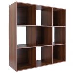 Amazon Basics Storage Cube Shelf Organizer, 9 Cubes, Espresso, 11.7" D x 35.9" W x 35.9" H