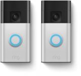 Ring Battery Doorbell — Now with 66% more coverage, Head-to-Toe Video, Live View with Two-Way Talk, and Motion Detection & Alerts (2024 release), | 2-pack | Satin Nickel