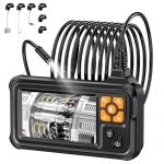 1080P Industrial HD Digital Borescope, Lightswim 4.3" IPS Endoscope Inspection Camera with Handheld IP67 Waterproof Snake Sewer with 8 LED Lights 5M Semi-Rigid Cable