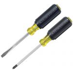 Klein Tools 85442 Klein Tools 85442 Screwdriver 2-Piece Set, Made in USA, 1/4 Keystone and #2 Phillips, Cushion Grip, Round and Square Shank, Heat Treated, Home Improvement