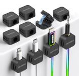 Magnetic Cable Clips Cord Organizer Holder,10-Pack Cable Management Cord Clips,Adhesive Phone Cable Wire Charger Cord Holder For Nightstand Desk Charging Cords Wall Car Desktop Office (10, Black)