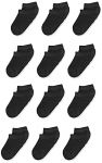 Hanes boys Extra Durable No Show Multipack athletic socks, Black, Small