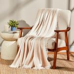 Mainstays by Becky G. & Alejandra Tapestry Knit Throw, Beige Stripe, 50" x 60"