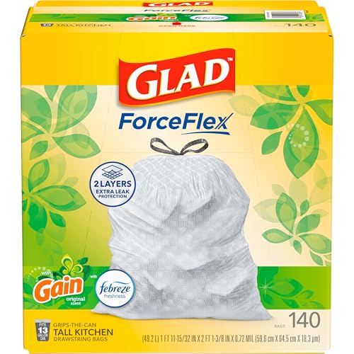 140 Pack Of Glad ForceFlex Gain Original Scent 13 Gallon Tall Kitchen Trash Bags For $12.49-$13.96 And More Household Essential Black Friday Deals From Amazon!