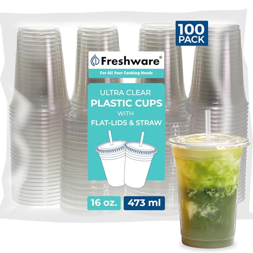 Alive Again! 100 Pack Of Freshware Clear 16oz. Plastic Cups With Lids And  Straws For Just $12.69 From Amazon! - DansDeals.com