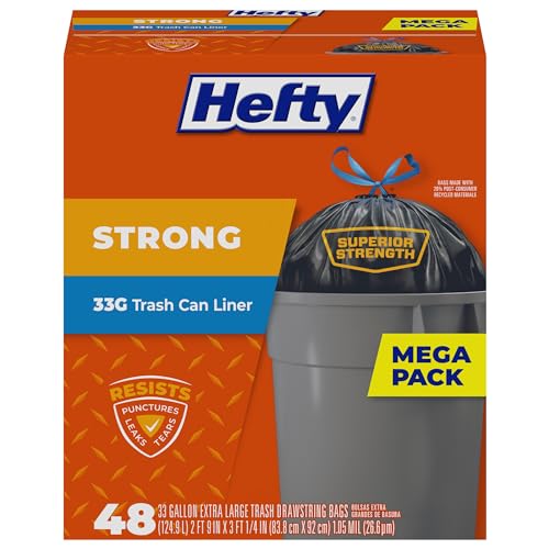 48 Pack Of Hefty Strong Extra Large 33 Gallon Trash Bags For $9.79-$11.19 Shipped From Amazon