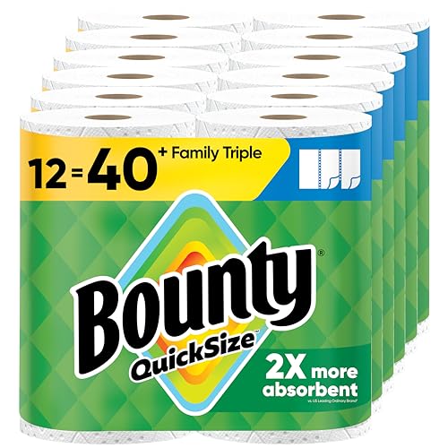 12 Family Tripls, 40 Regular, Bounty Quick-Size Paper Towel Rolls For $30.09-$34.39 Shipped From Amazon