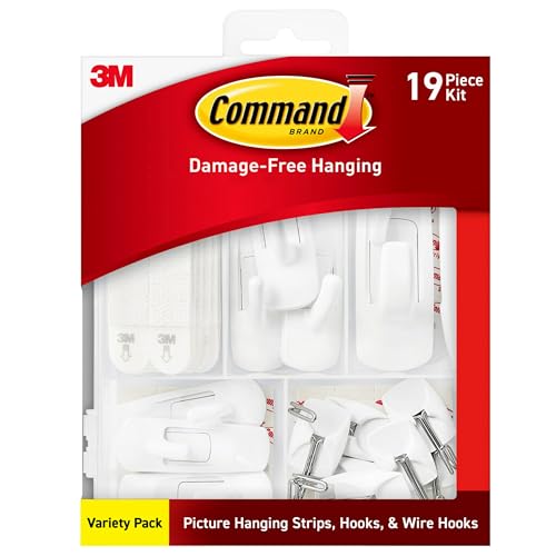 Command Variety Pack Including 10 Pairs Of Picture Hanging Strips, 6 Wire Hooks, And 8 Utility Hooks For $9.99 From Amazon