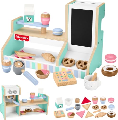 Fisher-Price Wood Pretend 20-Piece Wooden Play Coffee Shop Playset $19.60 From Amazon