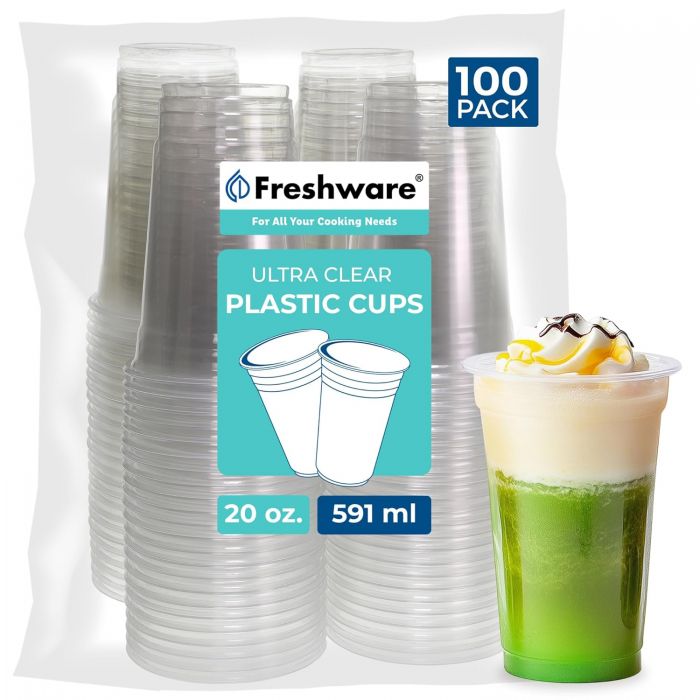 100 Pack Of Freshware 20oz. Clear Plastic Cups For $9.35-$9.84 From Amazon  - DansDeals.com